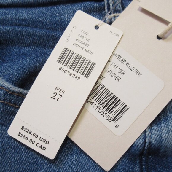 NWT Mother The Hustler Ankle Fray in Layover Stretch Crop Jeans 27 - Picture 3 of 12